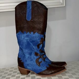 Cowgirl Boots with Blue Denim
